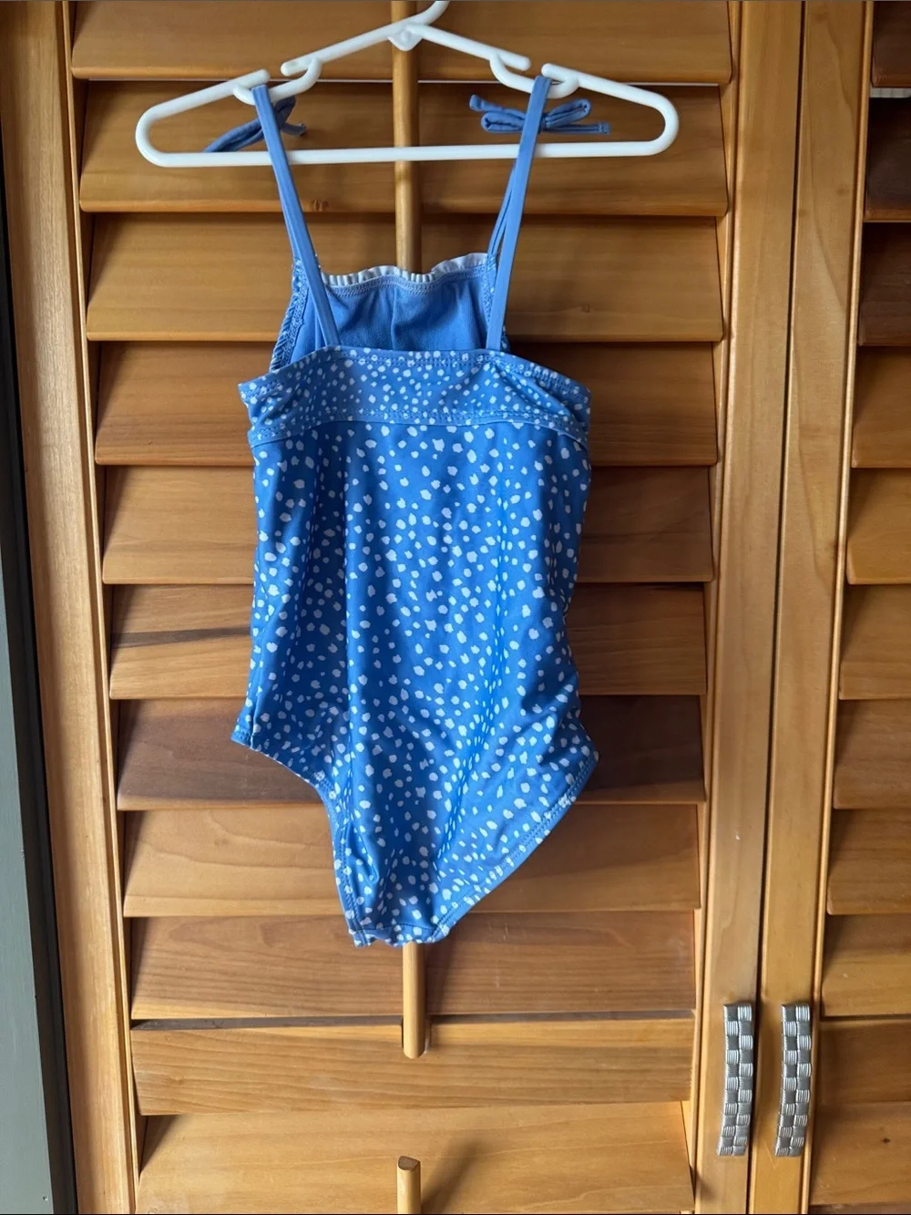 wonder nation Light Blue One-Piece Swimsuit with White Dot Accents size M (7-8)
